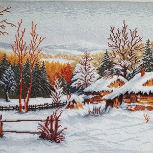 Picture Land in Winter Embroidered Painting Crossstitch