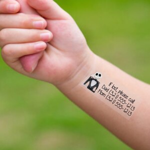 TempToo - The Child Safety Tattoos - Halloween Safety ID Tattoos - Temporary Tattoos - Emergency Contact Tattoos - Disneyland Must Haves
