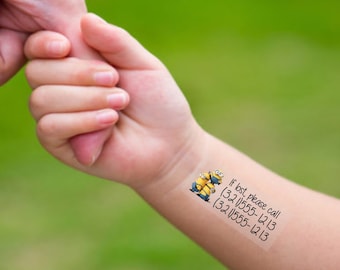 TempToo - The Child Safety Tattoos - Safety ID Tattoos - Temporary Tattoos - Emergency Contact Tattoos - Universal Studios Must Haves