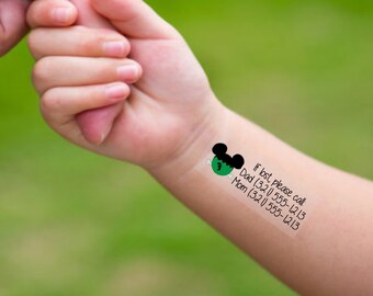 TempToo - The Child Safety Tattoos - Safety ID Tattoos - Temporary Tattoos - Emergency Contact Tattoos - Disneyland - Disneyworld Must Haves