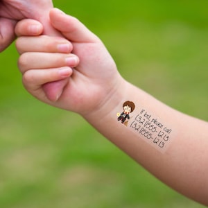 TempToo - Child Safety Tattoos - Safety ID Tattoos - Temporary Tattoos - Emergency Contact Tattoos - Universal Studios Must Haves