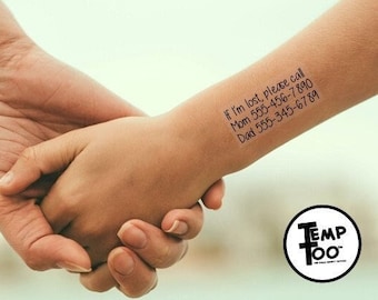 TempToo - The Child Safety Tattoos - Safety ID Tattoos - Temporary Tattoos - Emergency Contact Tattoos - Disneyland - Disneyworld Must Haves