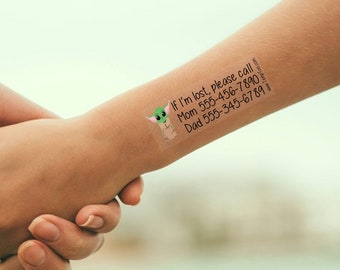 TempToo - The Child Safety Tattoos - Safety ID Tattoos - Temporary Tattoos - Emergency Contact Tattoos - Disneyland - Disneyworld Must Haves