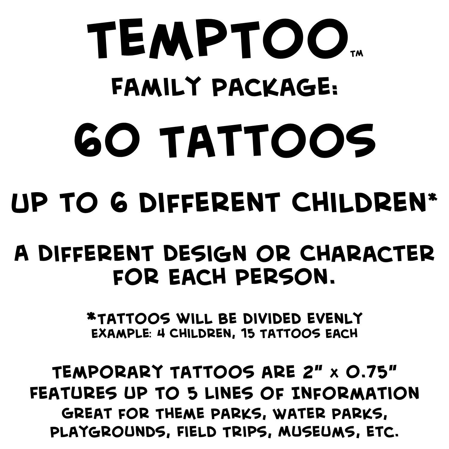 Temptoo the Child Safety Tattoos Safety ID Tattoos Etsy