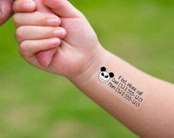 TempToo - The Child Safety Tattoos - Safety ID Tattoos - Temporary Tattoos - Emergency Contact Tattoos - Disneyland - Disneyworld Must Haves