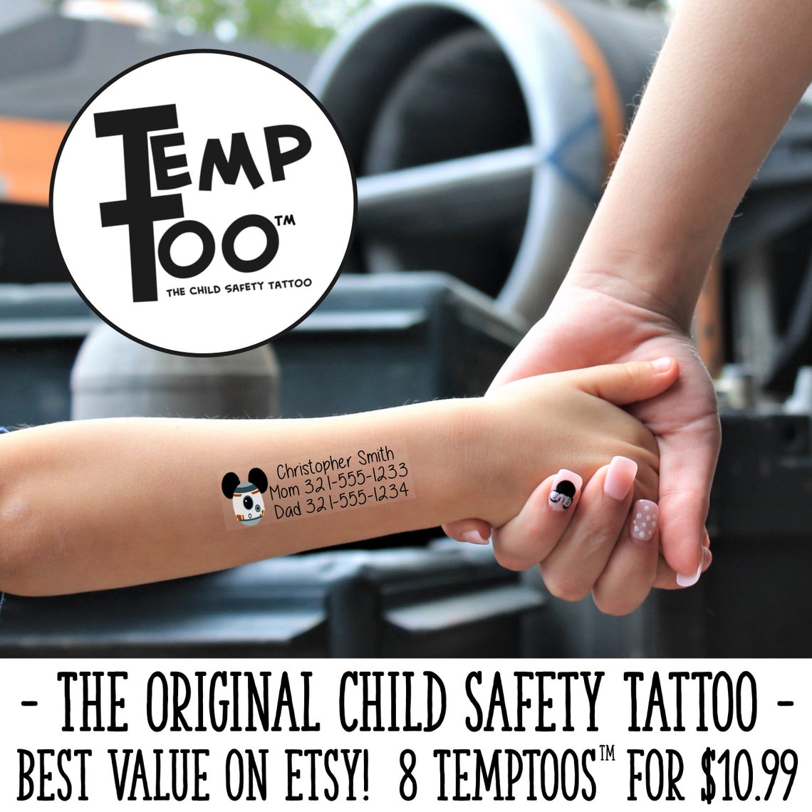 Temptoo the Child Safety Tattoos Safety ID Tattoos Etsy