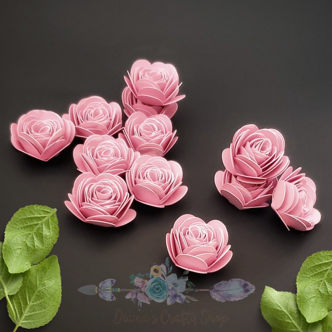 Mini Rolle Paper Roses Pink Tiny Hand Rolled Paper Roses, Variety of Sizes, 3D Flowers ...
