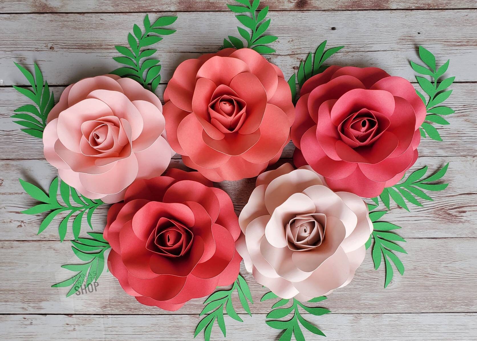 5 pc 4 paper roses wall decor table decor birthday Etsy
