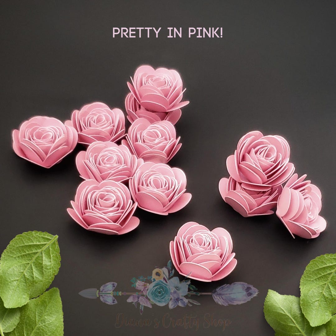Rolled Paper Roses Pink Tiny Pink Hand Rolled Paper Roses, 3D Flowers, Scrapbooking, Bridal ...