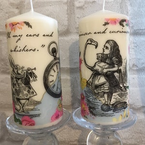 Free P&P PAIR Alice in Wonderland Candles