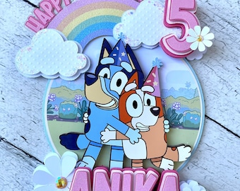BLUEY Cake Topper-Bluey Inspired Cake Topper,Dog Cake Topper,Bluey Birthday,Bingo Birthday,Bingo Birthday Cake Topper