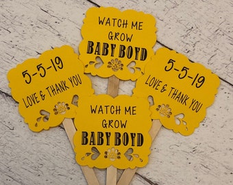 Picado Baby Shower Tags, Watch Me Grow Sticks, Fiesta Shower Tags, Baby Shower Thank You's