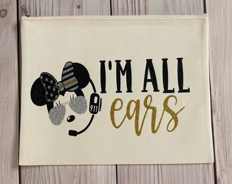POLICE DISPATCHER Minnie Inspired Headset Bag, Personalized Dispatcher Bag,Dispatch Gifts,Thin Gold Line Gifts,Dispatch Bag
