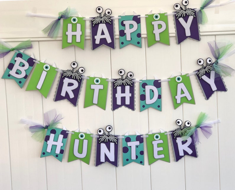 Monsters Inc Birthday Banner Monster Birthday Banner Sully Etsy