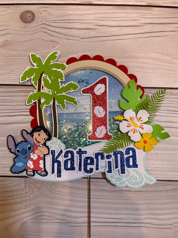 Lilo & Stitch Shaker Cake Topper, Hawaiian Birthday Party