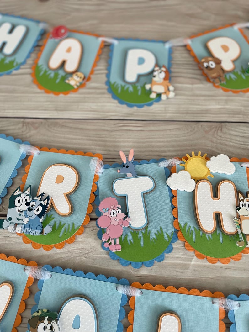 Bluey Birthday Banner, Bluey Party, Bluey and Bingo, Bingo Banner ...