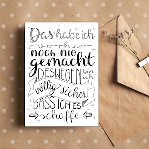 Motivationskarte DAS HABE ICH noch nie gemacht | Motivation für kommende Herausforderungen, Motivations Sprüche, Karte Motivation Mutmachen