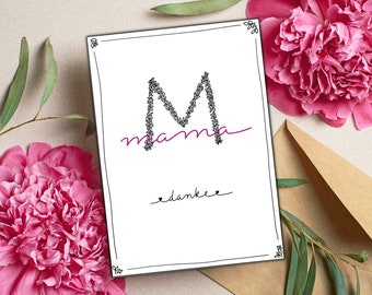 Muttertag Karte beste Mama | Karte Muttertag | Postkarte Muttertag | Danke an Mama