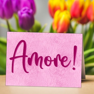 Postkarte Amore als moderne Hochzeitskarte oder zum Valentinstag - oder einfach so! Glückwunschkarte Hochzeit mit schönem Handlettering