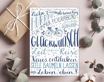 Retirement card, farewell card for a colleague, thank you, congratulations on retirement, job change, farewell to retirement, saying, good wishes, greeting card