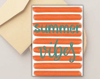SUMMER VIBES postcard and other summer motifs, colorful and fresh for a good mood