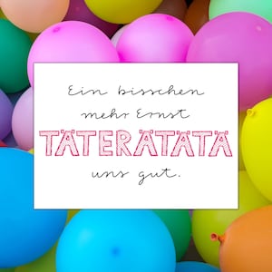 Fröhliche Postkarte versenden, Karte Täterätätä, gute Laune Karte, nette Grüße für liebe Menschen, Postkarte