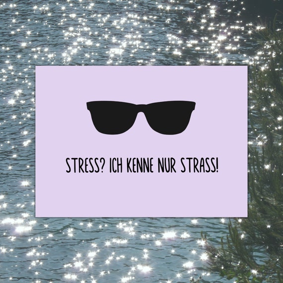 LUXECARDS Holzpostkarte 'Ich Kennen Keinen Stress, Nur Strass' - Beschreibbare Spruchkarte Als Geschenk (DIN A6, 4 Mm)