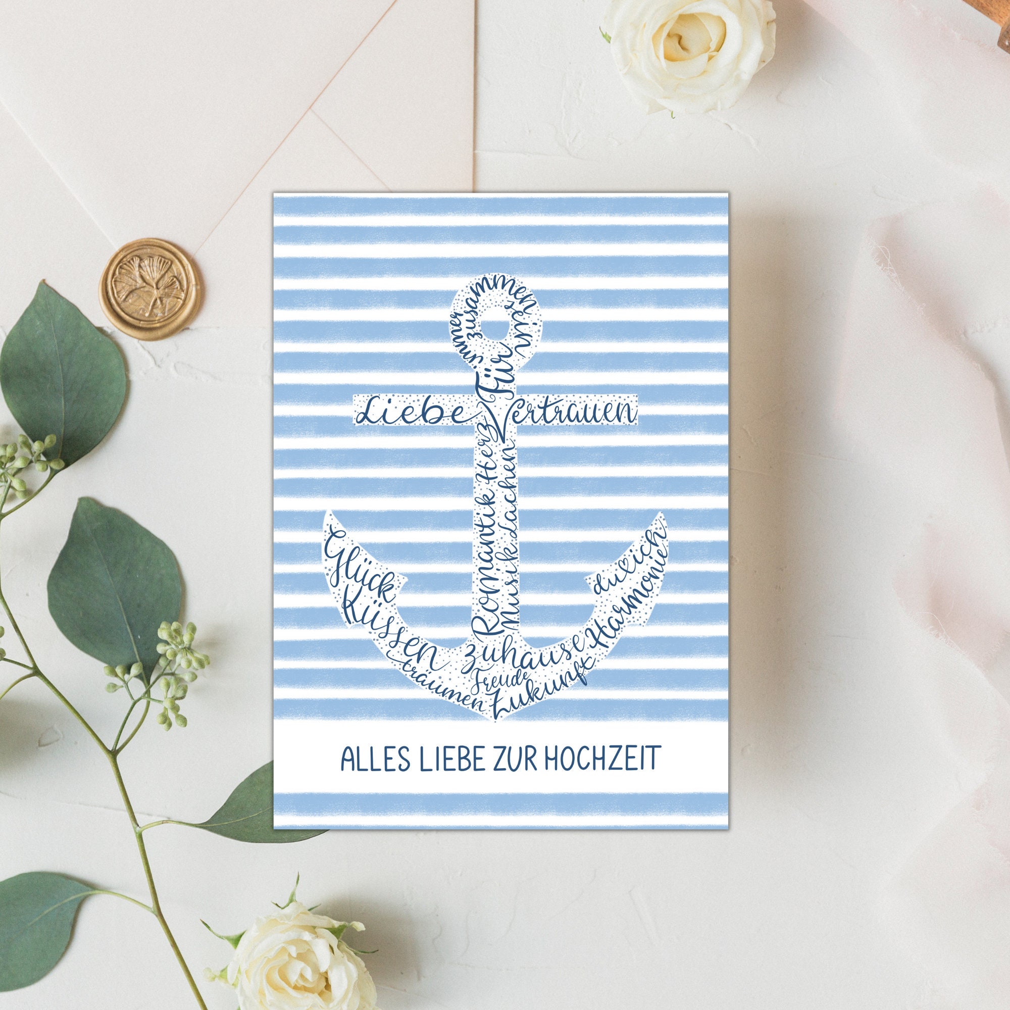 Woodmansterne Hochzeitstag-Karte „Ocean Love“ – 16x16 Cm, Recycelbar, Hergestellt In Großbritannien