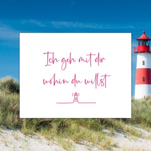 Karte Liebeserklärung zum Valentinstag, Jahrestag, Jubiläum, Hochzeit, Valentinskarte, Karte Liebe,  mit Handlettering und Leuchtturm