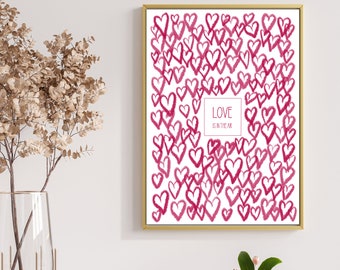 Poster LOVE IS in the AIR | Geschenk für Hochzeit | Geschenk zum Valentinstag |  Liebe Jahrestag Partnerschaft | Poster Mädchenzimmer