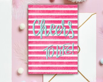 CHEERS TO LIFE | motivating and life-affirming postcard | more cards with summer vibes, cheerful and colorful for a good mood