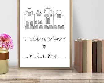 Poster MÜNSTERLIEBE | Münster Poster | Münster Prinzipalmarkt