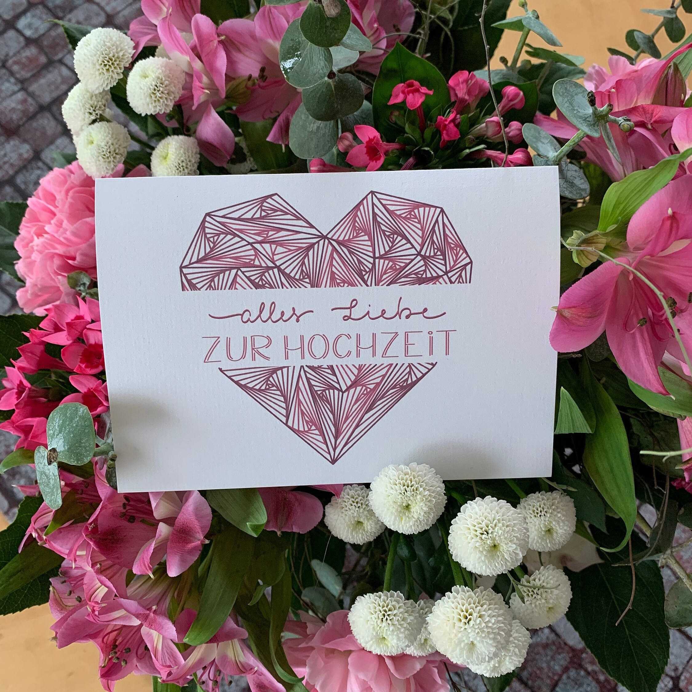 Glückwunschkarte zur Hochzeit in rosé oder bordeaux mit | Etsy