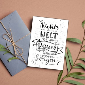 Aufmunterungskarte NICHTS auf dieser WELT im Handlettering Stil | Picasso Zitat | Karte Sorgen vergehen | Karte Aufmunterung