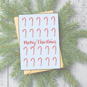 Weihnachtskarte mit Zuckerstangen und schönem Handlettering | Karte zu Weihnachten | Grußkarte Weihnachten | Karte Weihnachten Zuckerstange