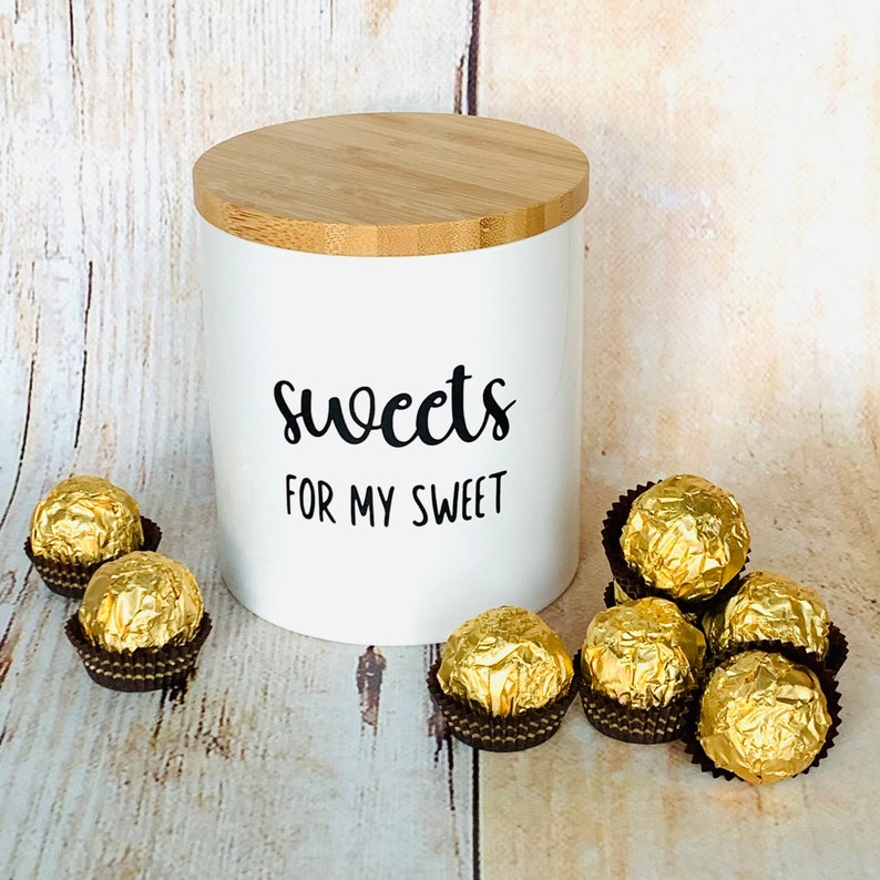 Porcelain box as a personal gift with a funny print Storage jar personalized Birthday gift Housewarming gift Sweets for my sweet