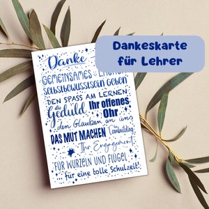 Abschiedskarte Lehrerin Schule | Schule Abschiedsgeschenk | Danke Karte | Dankeskarte