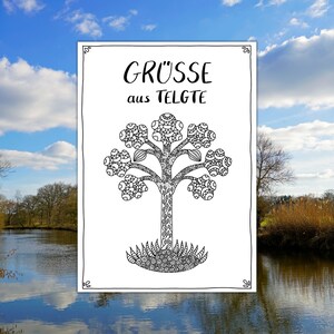 Postkarte Telgte mit dem Wahrzeichen Telge, Grußkarte Telgte, weitere Motive erhältlich wie Böttcherhues, Telgter Clemenskirche