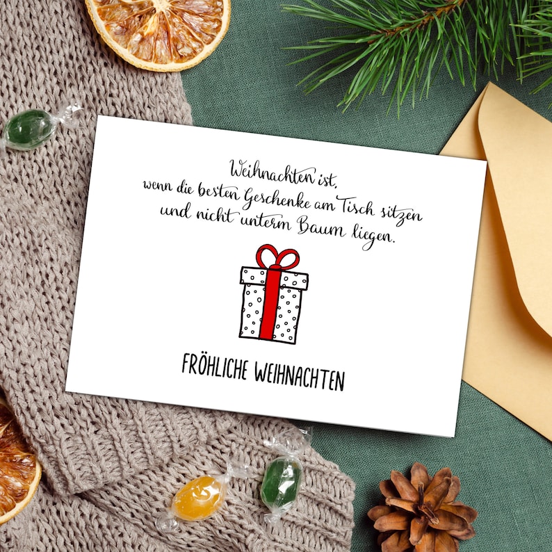 Weihnachten Ist Wenn Die Besten Geschenke Am Tisch Sitzen Karte