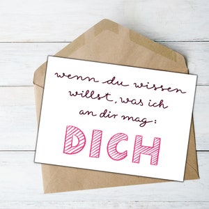 Grußkarte WAS ich an dir MAG DICH | Postkarte Liebeserklärung | Jahrestag | Freundschaftskarte | Geschenkkarte | Partnerschaft