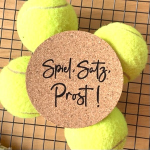 Korkuntersetzer für Tennis Freunde, Untersetzer für Gläser, Tennis Geschenk, schönes Geschenk für Tennisspieler, persönliche Geschenkidee