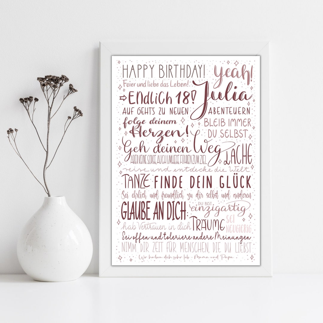 Poster zum 18. Geschenk für Tochter Sohn personalisiertes