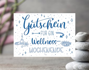 Geschenkgutschein für ein Wellness Wochenende | Gutschein ausdrucken als schnelles Geschenk | digitales Produkt | last minute Geschenk