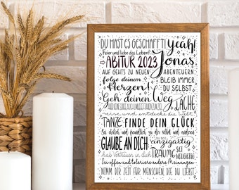 Poster personalized gift for high school graduation | High school graduate poster gift | Poster personalized Abi 2024 | Gift idea for high school graduate