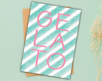 GELATO postcard and other cards with summer vibes, cheerful and colorful for a good mood