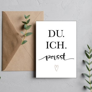 Spruchkarte DU. ICH. PASST | Karte mit Liebeserklärung | Valentinskarte | Karte Liebe Valentinstag