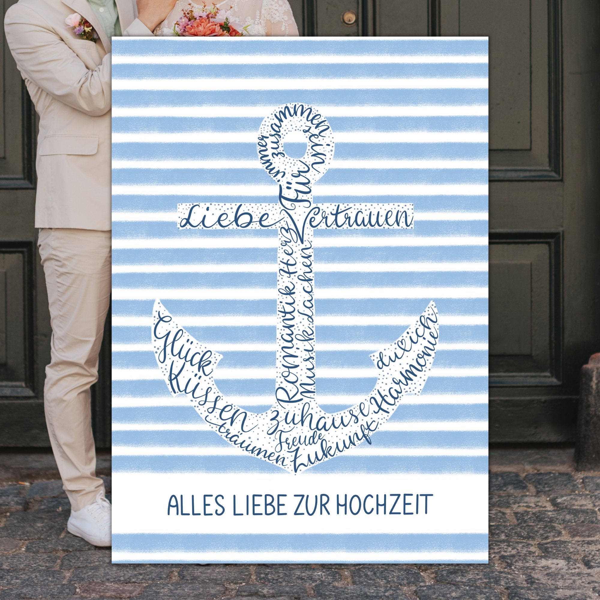 Hochzeitskarte maritim mit Anker Glückwunschkarte Hochzeit Etsy.de
