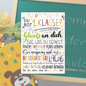 Karte Einschulung | Glückwunschkarte Endlich Schulkind |  Karte Du bist 1. KLASSE