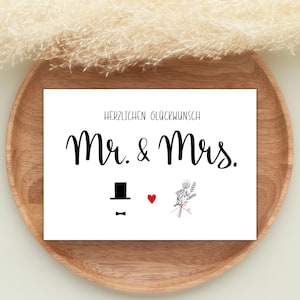 Hochzeitskarte Mr und Mrs Glückwunschkarte | Hochzeit Mann und Frau | Hochzeitsglückwünsche