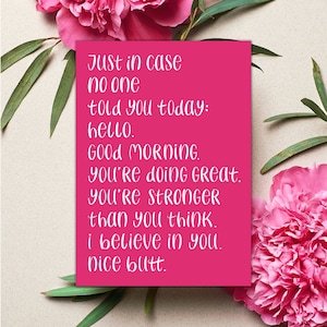 Motivationskarte für tolle Frauen, Postkarte mit Motivationsspruch, Postkarte Motivation just in case, I believe in you, Karte Frauenpower